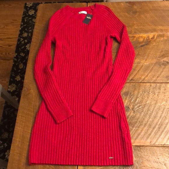 sexy red sweater dress